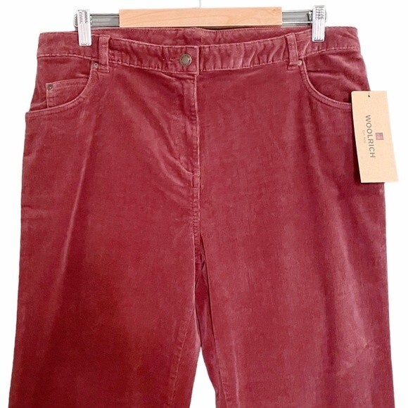 NWT Woolrich Holly Hills Stretch Corduroy Pants Brick Red Straight Leg Size 14 - Picture 3 of 11